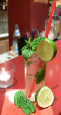 A photo of a mojito cocktail